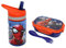 Spiderman - Lonchera de 20 cm con tenedor y dos compartimentos sin BPA, botella de agua de gimnasio de 12,5 cm, botella de agua de 400 ml a prueba de fugas para niños y niños