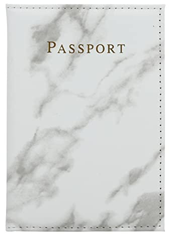 Cadorabo Reisepass Hülle und Karten Hülle aus Kunstleder in Marmor Weiß Grau - 2-teiliges Taschen Set für je einen Passport und eine Karte im trendigen Design