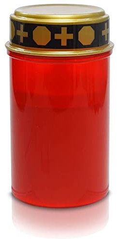 LED Grableuchte Grablicht Grabkerze 12x7cm rot Dauerlicht 70159
