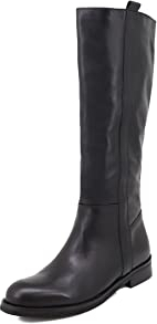 QUEEN HELENA Stivali di Pelle con Tacco Basso Semplici Classici Casual Invernali Scarpe Donna M635 (Nero, numeric_36)