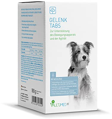 Valetumed Tabs Gelenke, 180g, Zusatzfutter für Hunde zur Unterstützung des Bewegungsapparats und der Agilität