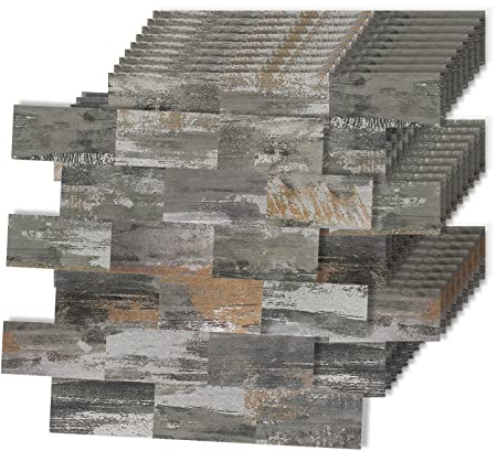 XMTECH 10 Stück Fliesenaufkleber 34 x 29 cm, Badezimmer Fliesenfolie Fliesensticker für Bad Küche, Selbstklebend Wandfliesen Dekor, PVC Metro Fliesen Selbstklebend Fliesendekor Geprägte Textur A