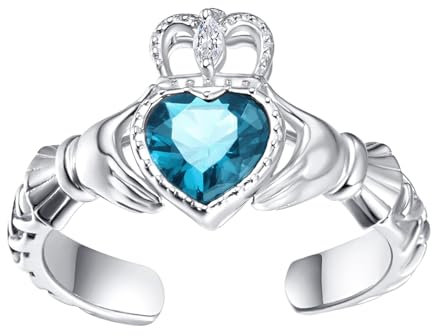 Claddagh Ring Damen Sterling Silber Irish Claddagh Ring Keltische Claddagh März Geburtsstein Ring Geschenke für Damen Mädchen
