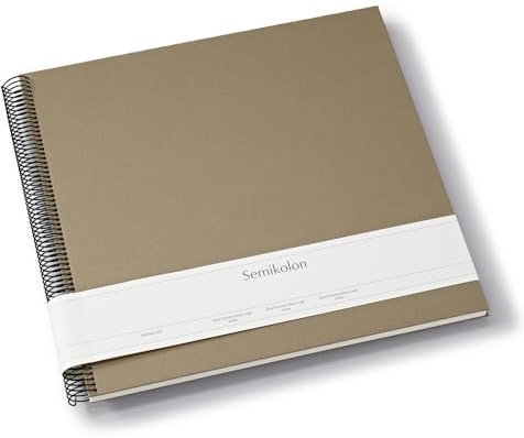 Semikolon 369990 Spiral Album Economy Large, 34,5x33,2 cm, Fotoalbum, 50 Seiten cremeweiß, Fotobuch, fango beige