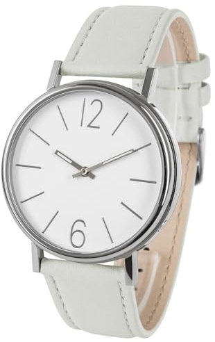 Zeit-Bar Funk-Armbanduhr Damen, Edelstahlgehäuse, Leder-Uhrband