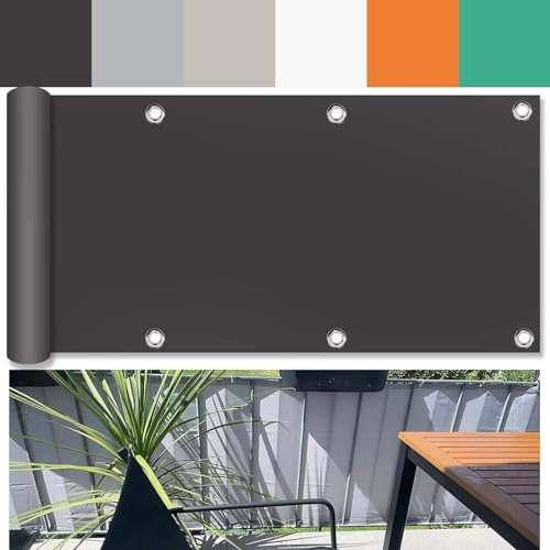 Ufamiluk balkonumrandung Anthrazit 90 cm hoch fest meterware Tuch Fuer den Balkon UV-Schutz Balkon Windschutz für Terrassen Balkon Zaun Garten Swimming Pool 90x250cm