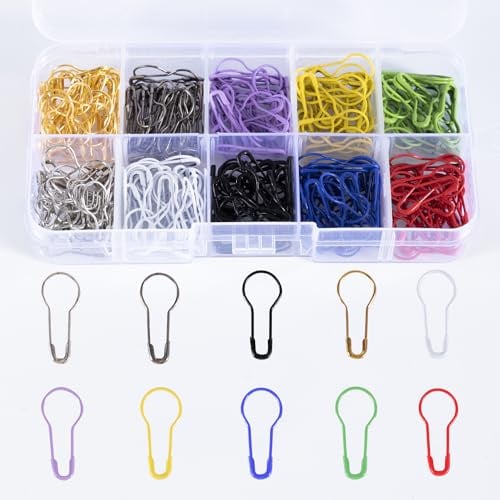 300 STK Birne Pins, 10 Farben Calabash Pin Metall, Birne Sicherheitsnadeln, Kürbis Pins, Maschenmarkierern, Reihenmarkierer Häkeln für Kleidung Stricken Maschenmarkierer DIY Fertigkeit Herstellung