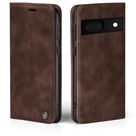 LBH Handyhülle für Google Pixel 7a in Dunkelbraun mit Karten- und Geldfach Smartphone Hülle mit Standfunktion Flip Case Schutzhülle Magnetverschluss Vintage