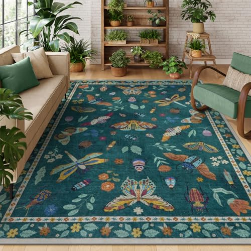 Lahome Insect 5x7 Area Rugs, Soft Bug Washable Rugs for Bedroom Living Room