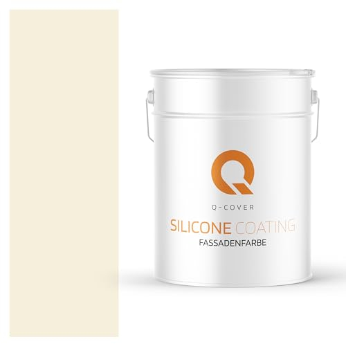 Q-COVER Fassadenfarbe 10 L Weiß-beige Silikonharz Fassadenfarbe Außen Wandfarbe Wetterfest