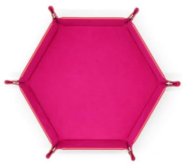 Wisafory Würfelbretter Leder Samt Würfelteller Sechseck Würfel Tablett Würfelablage Würfelhalter Faltbares Würfelbretter Aufbewahrungsbox für D&D, RPG, Brettspiel, Tischplatt Rosenrot