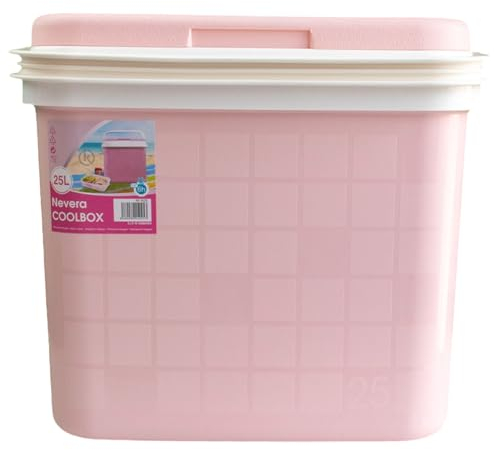 KROWN - Nevera Portátil Térmica, Color Rosa Pastel, Polipropileno, Ideal para Actividades al Aire Libre en el Jardín, Camping, Barbacoas, Picnic, Playa, Capacidad 25L