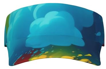 Oudrspo Sonnenblende mit Buntem Sprühmuster, Zeitungs-, und Strand-Aufdruck, verstellbare Sonnenblendenhüte für Damen und Herren, Leere Kappen für Baseball