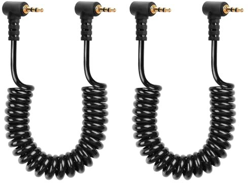 CERRXIAN 2 cables de audio de 2,5 mm, TRS de 2,5 mm macho a macho, cable en espiral estéreo de audio auxiliar para videocámara, cámara, mando a distancia, auriculares, emisores de infrarrojos y