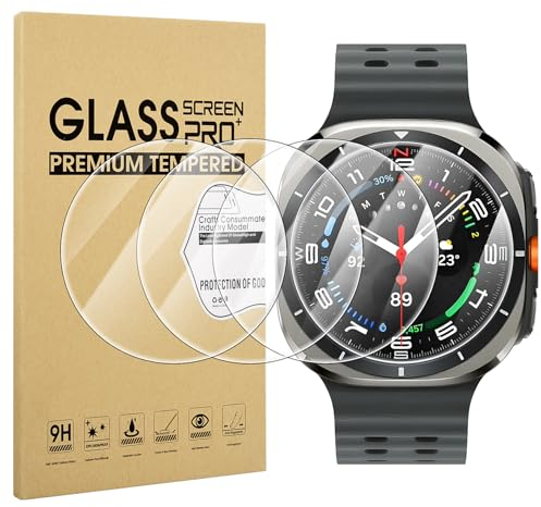 Diruite 4 Pezzi Vetro Temperato per Samsung Galaxy Watch Ultra 47mm(2025/2024) Pellicola Protettiva,HD Vetro Senza Bolle Protezione