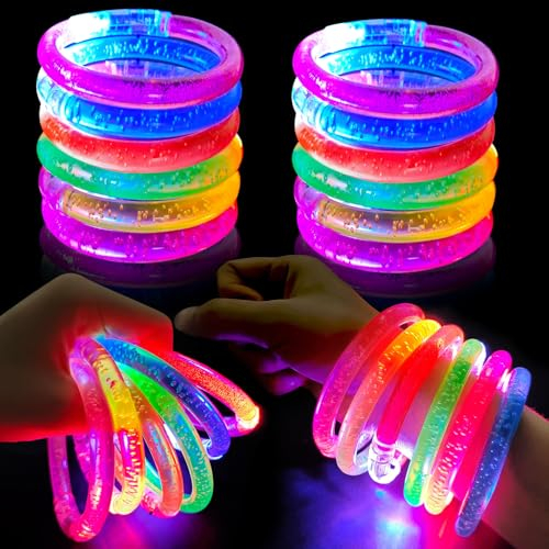 Mstnoixgc 12 Stück LED Leuchtarmbänder,Blinkende Armbänder, LED Armband, Leuchtarmbänder, Party Zubehör, Perfekt für Konzerte, Geburtstagsfeiern, Halloween, Weihnachten