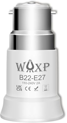 WAXP B22 to E27 Adapter, Premium Bayonet to Screw Bulb Adaptor Fitting for Ceiling Fan Light Bulb, BC to ES Lamp Base Adapter for LED, Incandescent, CFL Bulbs