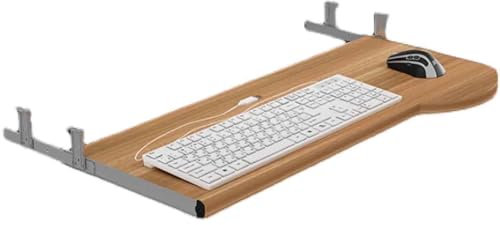 Tastaturablage unter der ausziehbaren Tastaturablage unter dem Schreibtisch, unter der ausziehbaren Schreibtischplatte, Tastaturablage, helles Walnuss, L 60/70 cm, W26 cm