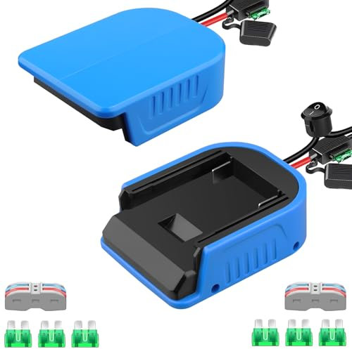 2PCS Power Wheels Adapter für Bosch 18V GBA Professional System Akku mit Sicherung & Drahtklemmen & 12 Gauge Draht, guter Stromumwandler für DIY Ride On Truck, Robotik und RC Spielzeug