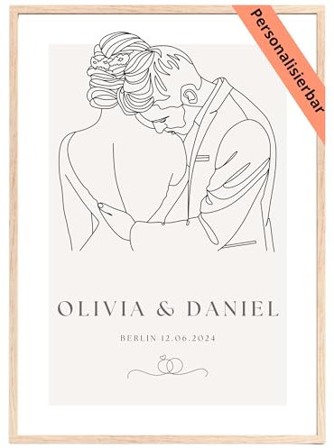 Posthetic Personalisierter Paar Poster Bilder Personalisierte Poster, Perfekt als Partner Geschenke Hochzeitsgeschenke für Brautpaar Jahrestag Geschenk für Ihn & Sie Geschenk Hochzeit (Hochzeit Paar)