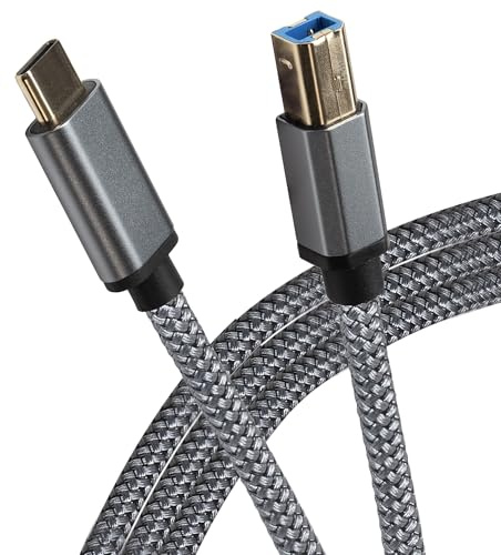 Maplin USB-C to USB-B Male Braided Cable, 5m