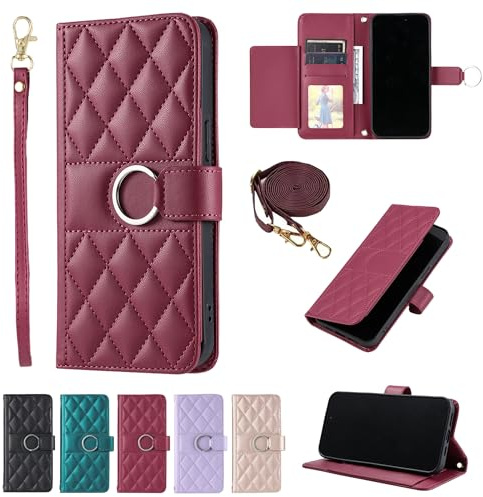 Lucyliy hülle Für Huawei P smart 2021 PPA-LX2 Hülle Case Handyhülle Schutzhülle Flip PU-Leder Damenbereich Multifunktionales Design Enthält Kartenfächer red