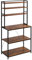 WOLTU Estantes de Cocina de 6 Niveles, Estanteria Almacenaje con 6 Ganchos, Organizador Cocina, Mueble para Microondas, Metal + Madera, 80x40x167 cm, Marrón Rústico+Negro