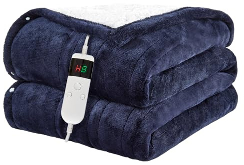 Cushious Heizdecke Mit Abschaltautomatik 150x180CM, 10 Heizstufen Up-to-8 Stunden Auto-Off-Timer Überhitzungsschutz, Maschinenwaschbar,Wärmedecke Gelten Für Kalte Nächte Geeignet