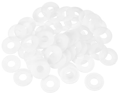 QUARKZMAN 55Pcs Rondelles Nylon M8 Rondelle Plate 8mm ID 14mm OD 1mm Épais Entretoises en Plastique pour Vis et Boulons, Réparation de Plomberie de Robinet de Jardin, Blanc