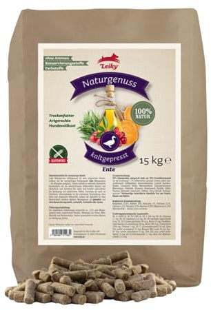 Leiky Naturgenuss Hundetrockenfutter Ente 15 kg – Monoprotein, glutenfrei
