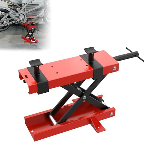 LZQ Motorradhebebühne Motorradheber mit Hebestange, Motorradlift bis 500 kg belastbar, geeignet für Motorräder, ATVs & Quads, Montagebock für Reparaturen, Garage & Außenbereiche