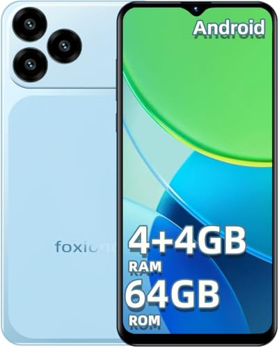 FOXIONO Android Smartphone, 4GB RAM, 64GB ROM, 6,56 Zoll HD+ Display, 4000mAh Akku, 90Hz Bildwiederholrate, Octa Core, 4G Dual SIM, Bluetooth 5.2 (Blue)