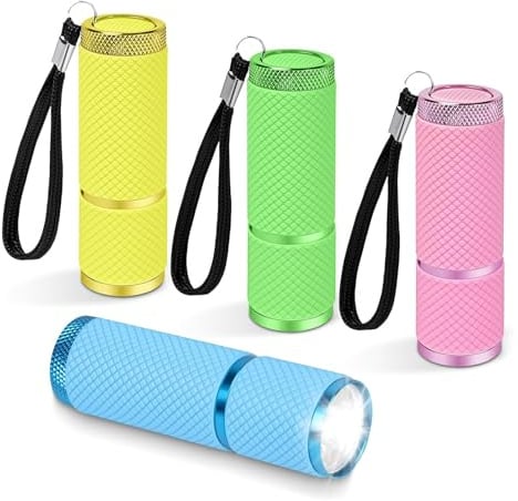 TaimeiMao Lot de 4 mini lampes de poche LED avec 9 LED, lampes de poche | avec cordon et poignée en caoutchouc, mini lampe de poche super lumineuse, lampe de poche étanche pour la maison, la voiture