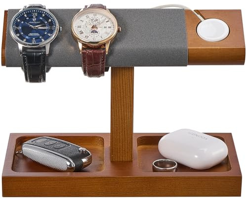 ProCase Uhrenständer Holz Uhrenhalter Uhrenaufbewahrung | 1 Etagen Watch Stand, T-Bar-Design, Präsentation und Aufbewahrung von Armbanduhren