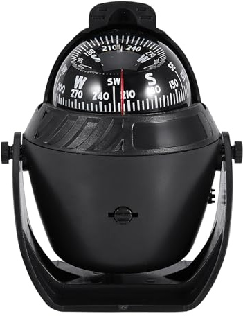 Tiiyee Digital Marine Kompass, Elektronische Navigation LED Licht Hoher Präzisions Schwenkender Navigation Kugelkompass Einstellbare Navigations Kompass für Marine Boot Auto Schwarz