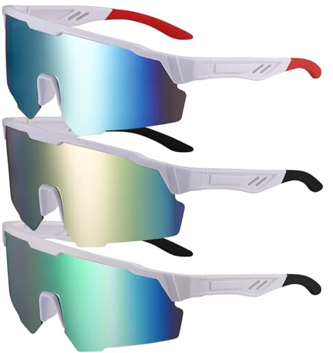 Utensilsto 3 Stück Schnelle Brille Herren Fahrradbrille UV 400 Sportbrille | Sport Sonnenbrille Laufbrille MTB Fahrrad Brillen für Herren Damen Rennrad Fahrrad Ski Rave Golf Outdooraktivitäten