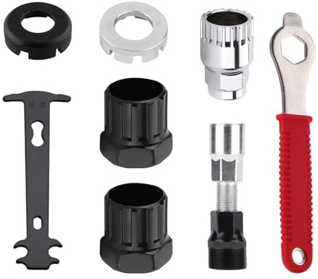 YGCQFH 8 Pcs Crank Extractor Puller, Bike Crank Removal Tool， Includes Crank Puller, Freewheel Tools and Chain Checker,Bicycle Repair & Mountain Bike Maintenance, Steel Construction