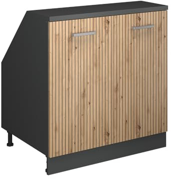 Vicco Küchenschrank für Dachschrägen R-Line, Artisan-Eiche, 80 cm | 2 Türen · Extra Tiefe – 60 cm · Höhenverstellbare Füße · 1 Einlegeboden · ✓ Frei kombinierbar