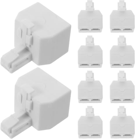 Veemoon 10 Stück Telefonverlängerungsbuchsen Splitter 6p4c Dual Port aus Kunststoff und Legierung mit Klarer Signalübertragung für Telefon und Fax im Büro und Zuhause