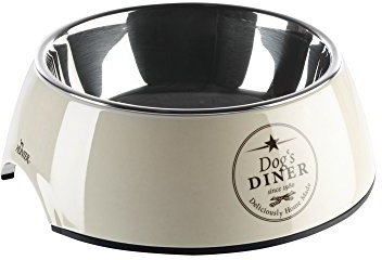 HUNTER Cambridge Melamin-Napf, Futternapf, Trinknapf, für Hunde und Katzen, mit Edelstahlnapf, 160 ml, creme/braun