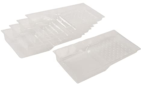 Dapetz ® 5Pk Disposable Roller Tray Liner 100mm Compatible With 4 Roller Trays, Clear PVC with cross-hatch pattern for even paint loading and Allows quick swap between paint colours