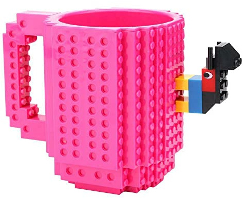 Gifts UK® DIY Creative Puzzle Building Brick Mug Build On Blocks Coffee Tea Cup Gift *UK Stock* (Rose)