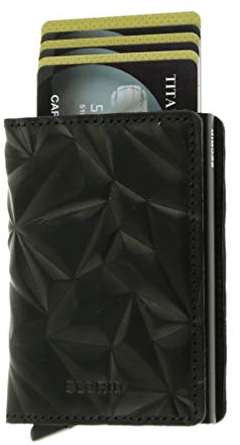 SECRID Slim Wallet für Herren, 3D, schwarz, echtes Leder, RFID-Safe Kartenetui für max. 12 Karten, Schwarz, Slim, Minimalistisch