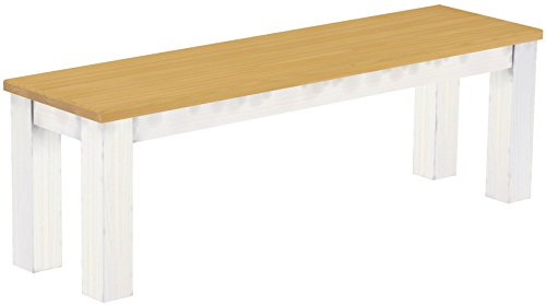 B.R.A.S.I.L.-Möbel Brasilmöbel Sitzbank 140 cm Rio Classico Eiche hell Weiss Massivholz aus Pinie, Verschiedene Größen & Farben, ideal für Esszimmer & Küche