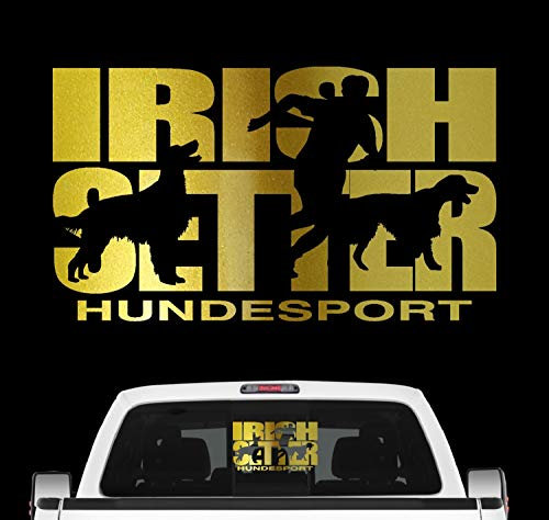 siviwonder Irish Setter Hundesport Auto Aufkleber Hund Folie Roter Setter Irischer Farbe Gold Metallic, Größe 100cm