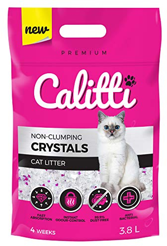 Calitti - Silikat Katzenstreu | Premium Crystals Silikatstreu | Antibakteriell Katzensand | 3,8 L = 1,65 KG
