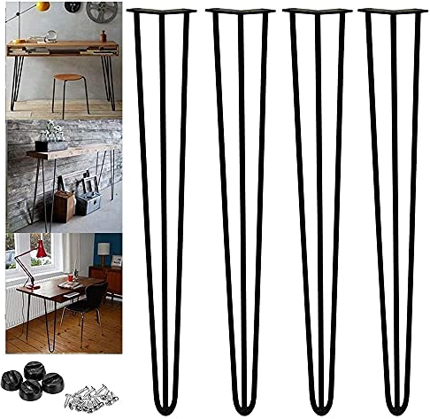 Haarnadel Tischbein, DIY Möbel Metall Tisch Beine perfekt für Schrank, Kleiderschrank, TV-Schränke, Schubladen, Nachttisch Komme Mit Freie Bodenschutzvorrichtungen und Schrauben, Möbelfüße