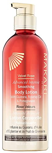 Makari Velvet Rose Advanced Intense Smoothing Body Lotion | Anti-Aging feuchtigkeitsspendende, aufhellende und straffende Creme mit Guarana, Hagebuttenöl, Granatapfel & Kollagenn | 476 g