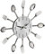 Relaxdays Orologio da Cucina con Posate, Forchette & Cucchiai, Ø 31 cm, Metallo, a Batterie, Silenzioso, argento