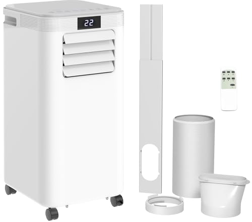 HOMCOM Portable Air Conditioner 8000 BTU, 4-in-1 Cooling, Fan, Dehumidifier & Sleep Mode, Mobile Air Conditioning Unit with Digital Display, Remote Control, 24H Timer, Window Kit for Rooms up to 18㎡